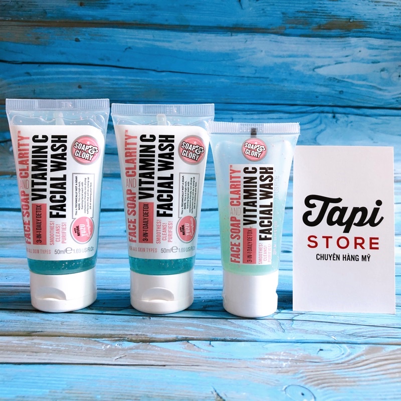 Sữa rửa mặt Soap & Glory Face Soap & Clarity 3-in-1 Daily Detox Vitamin C Facial Wash