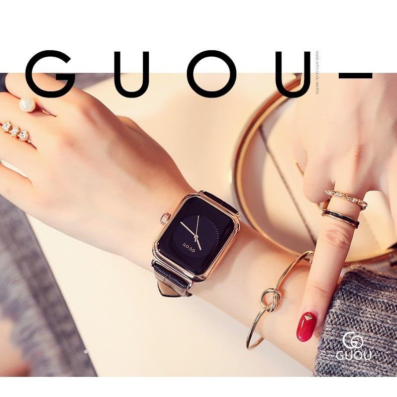 Đồng hồ nữ G u o u 8162 dây da hàng chính hãng cao cấp - phụ kiện thời trang nữ
