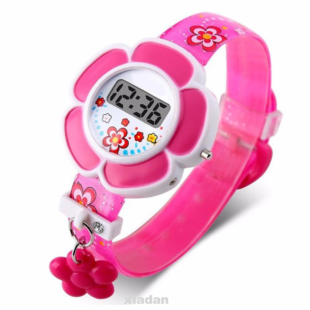 Cartoon flowers Leather Wrist Watch Lady Girl Women Teens Kids Watches