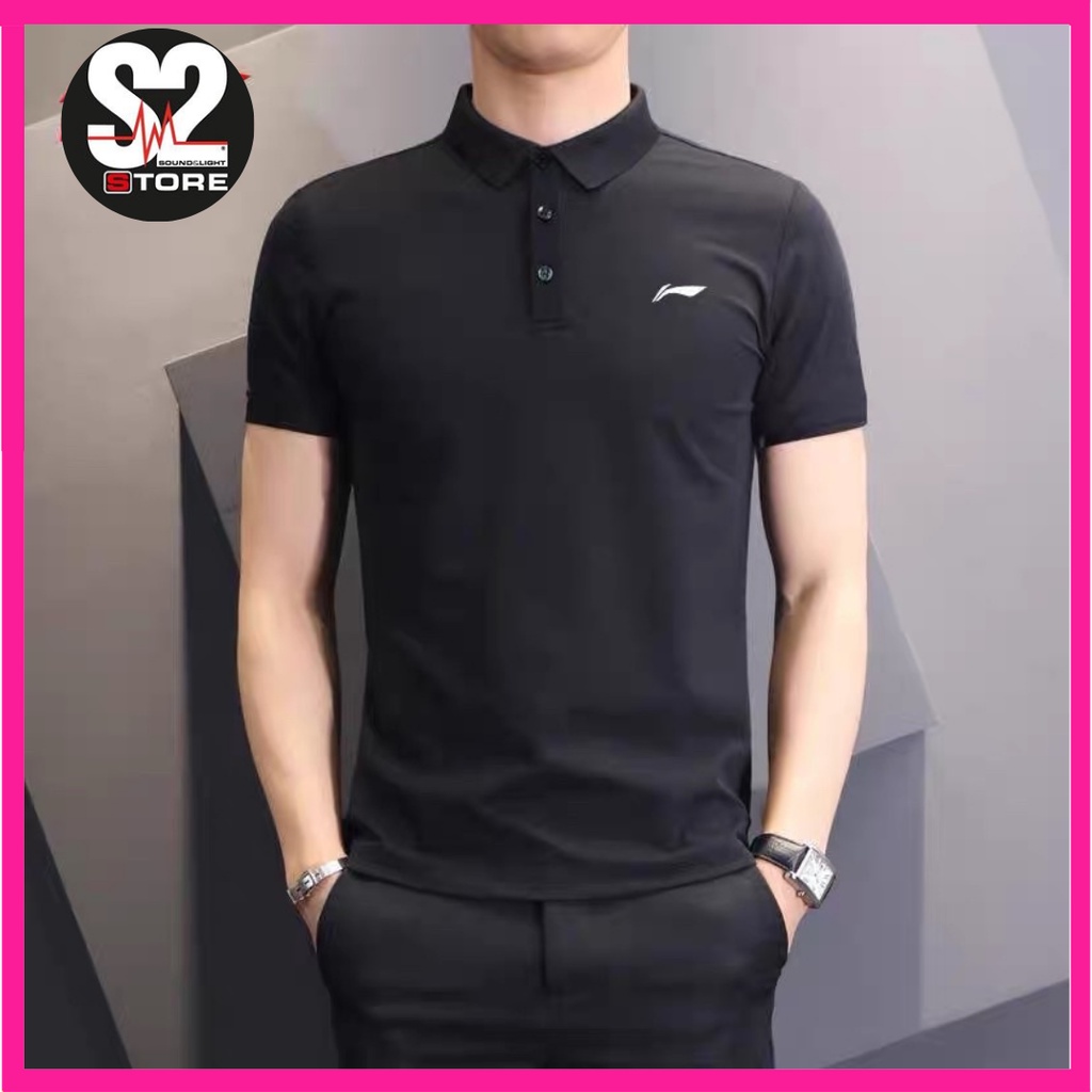 Áo Lining nam có cổ cao cấp, chất vải co giãn, thoáng mát, áo polo nam thể thao thương hiệu Lining
