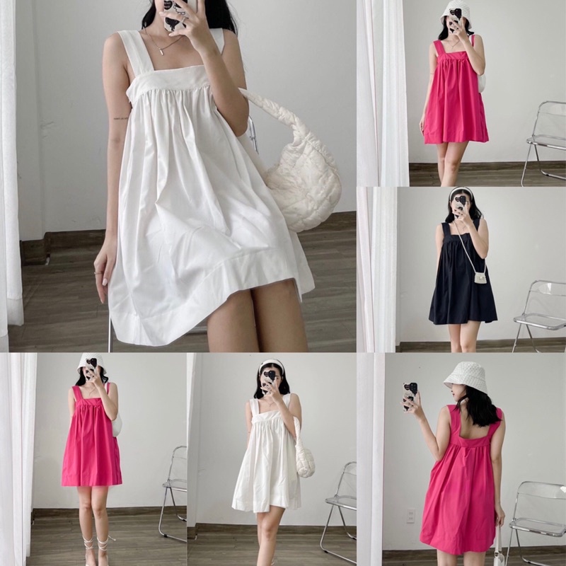 Váy Hai Dây, Váy Babydoll Hai Dây Dáng Xoè Bồng Bềnh Form Rộng Đi Biển Phong Cách Hàn Quốc - Kola Dress