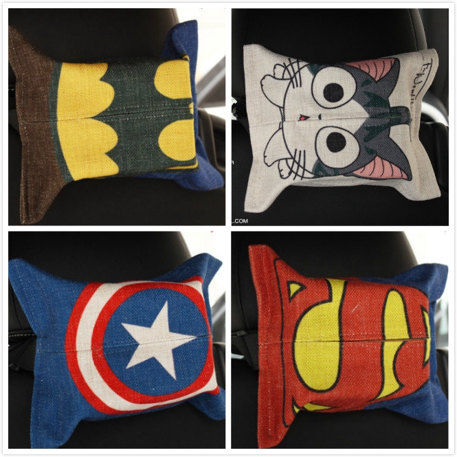 Hộp Đựng Khăn Giấy Bằng Vải Lanh Họa Tiết Batman Captain America Ốp