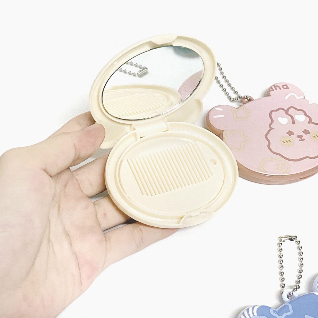 Gương Mini Tai Gấu Kèm Lược Có Móc Treo Cute (Giao Mẫu Ngẫu Nhiên)