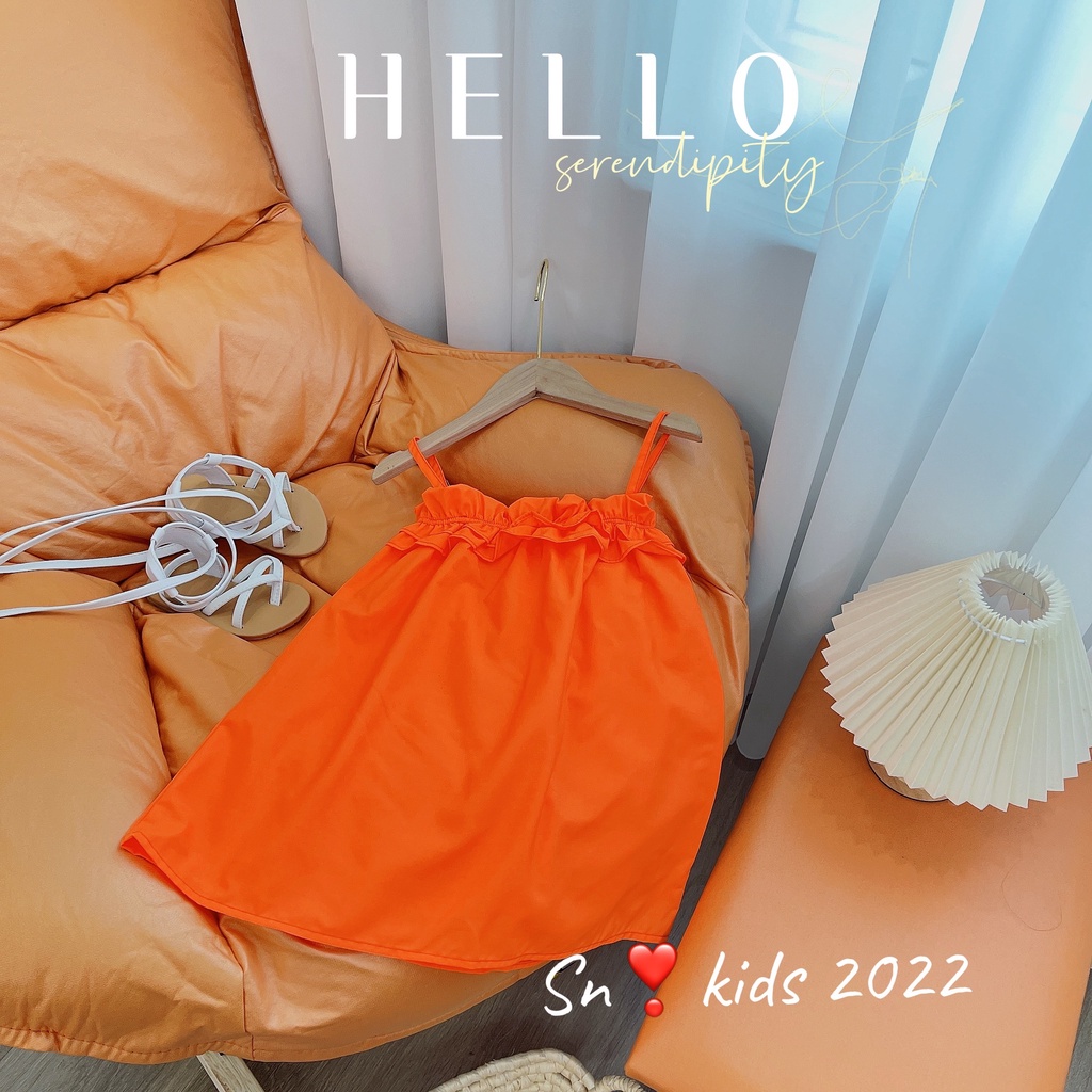 Váy 2 dây bé gái chất thô nến bèo ngực màu sắc rực rỡ cho bé