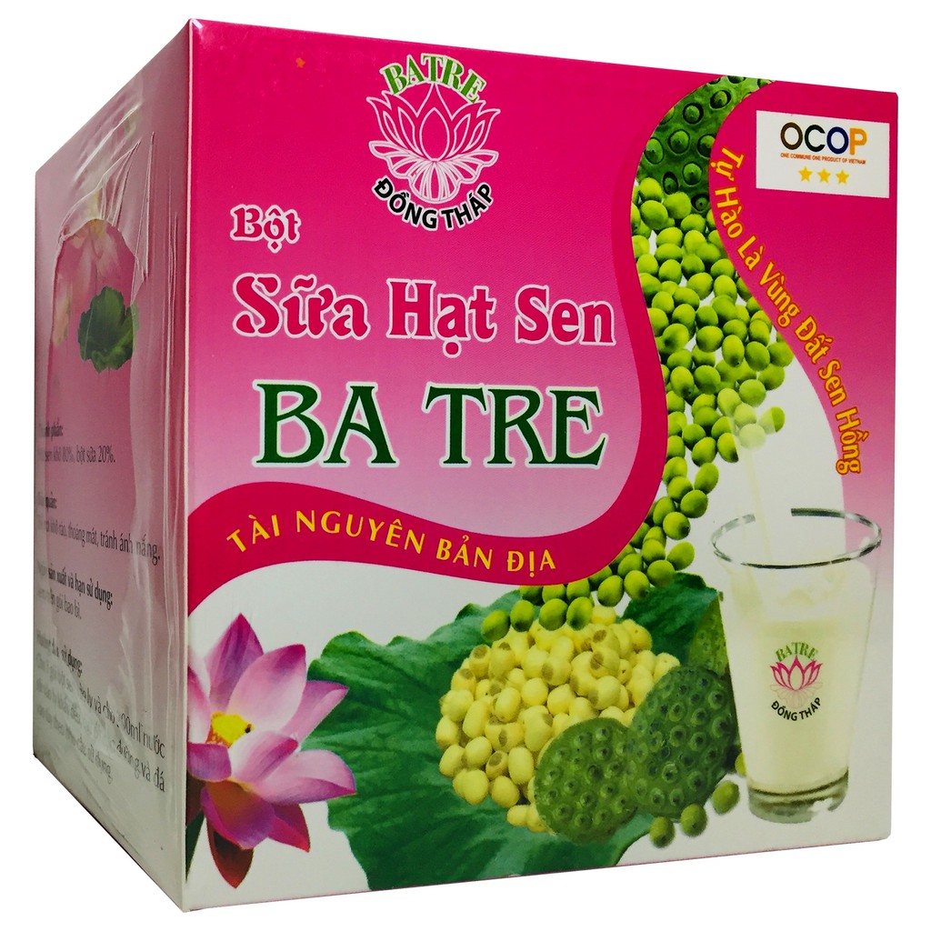 Bột Sữa Hạt Sen (10gói x 20g) - BA TRE - Bột Sữa Hạt Sen hoà tan - Giàu dinh dưỡng, năng lượng dồi dào, giúp chắc xương