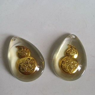 Mặt dây chuyền thủy tinh bầu hồ lô phong thủy 26x36mm