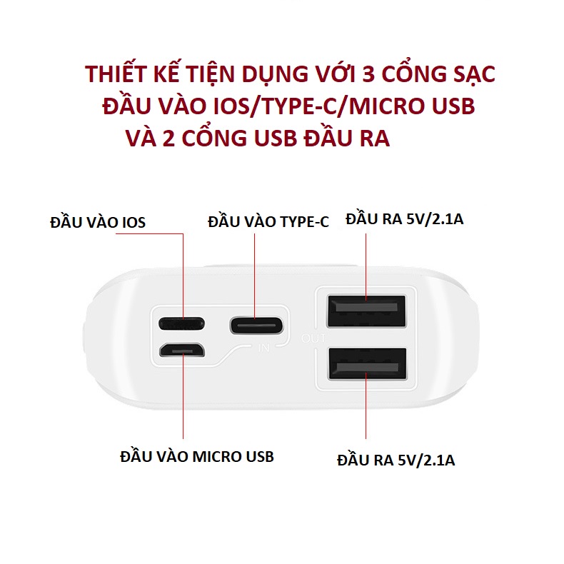 Box sạc dự phòng 3 cell Sạc nhanh 2.1A - Pin sạc 18650 Beston chính hãng Dung lượng cao