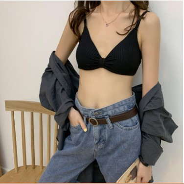 Áo Bra Nữ 2 Dây Cotton Thắt Nơ Ko Gọng, Đệm Nâng Ngực Dây Điều Chỉnh BR04