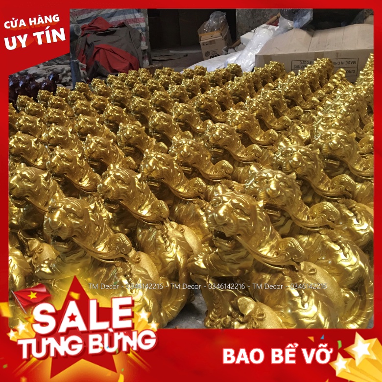 Tượng phong thuỷ, tượng hổ bên bị vàng decor trang trí phong khách 2022