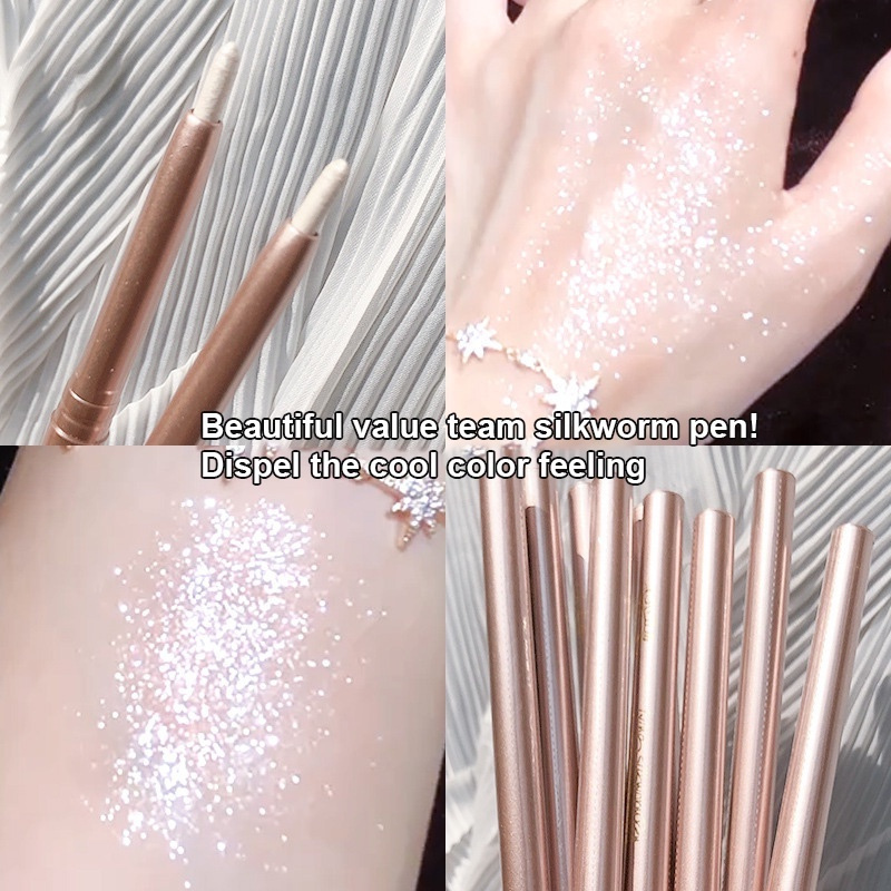 Bút bắt sáng ánh nhũ lấp lánh trang điểm mắt Glitter eyeshadow stick highlighter pen beginner pearlescent eyeshadow pen waterproof champagne gold does not smudge and does not take off -beauty