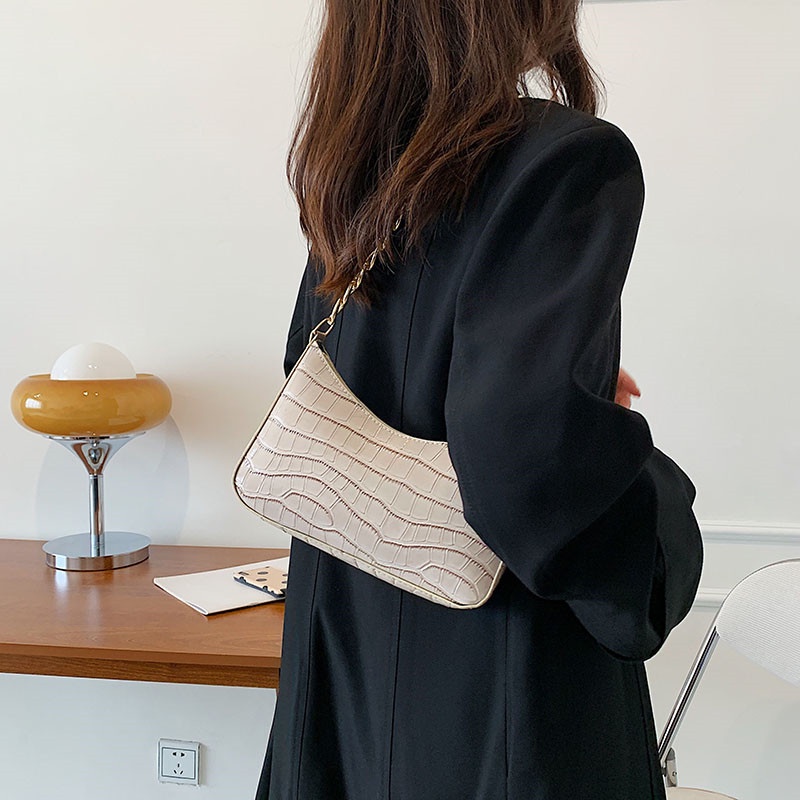 Túi đeo vai họa tiết da cá sấu thời trang mùa thu cho nữ 2021