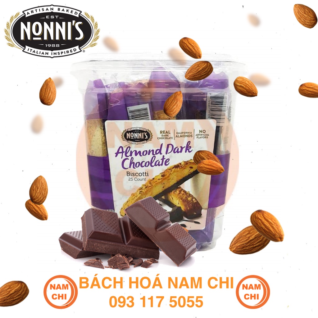 [1 HỘP] Bánh Hạnh Nhân Nonnis Almond Dark Chocolate Thơm Ngon - Mỹ