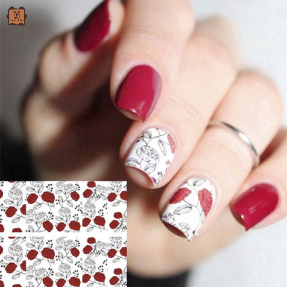 Decal dán trang trí móng tay in họa tiết hoa