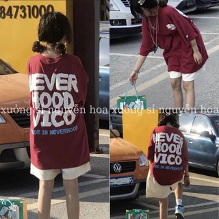 Set bộ áo thun tay lỡ dáng rộng in chữ NEVER kèm quần đùi dáng rộng unisex nam nữ mặc được Xưởng Sỉ Nguyễn Hoa