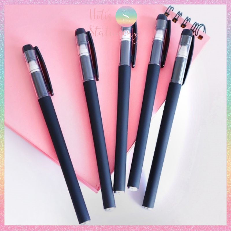 [HOTIS] Combo 10 bút gel vỏ màu lì viết êm không lem - Ngòi 0.38mm/ 0.5mm - Mực Xanh/ Đen/ Đỏ