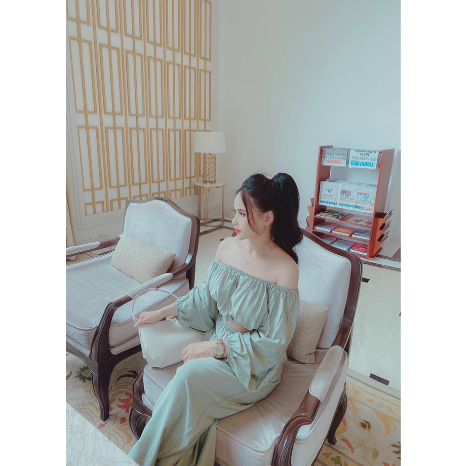 Sét đũi áo trễ vai tay dài quần sớ dài sexy
