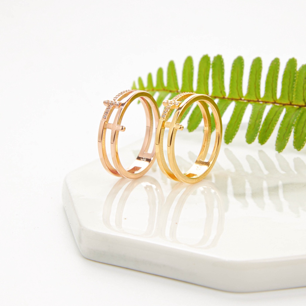 Nhẫn CDE Elsa T Crystal Dual Rose Gold Ring CDE8028
