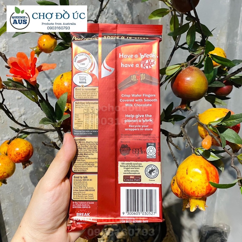 Bánh xốp phủ chocolate sữa Kitkat Milk - nhập Úc - thanh 170g - thanh mini 17g