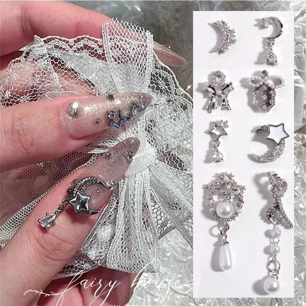 [Hàng mới về] Phụ kiện trang trí móng tay nghệ thuật kiểu hoa đính ngọc trai nhân tạo 3D DIY sang trọng thời trang