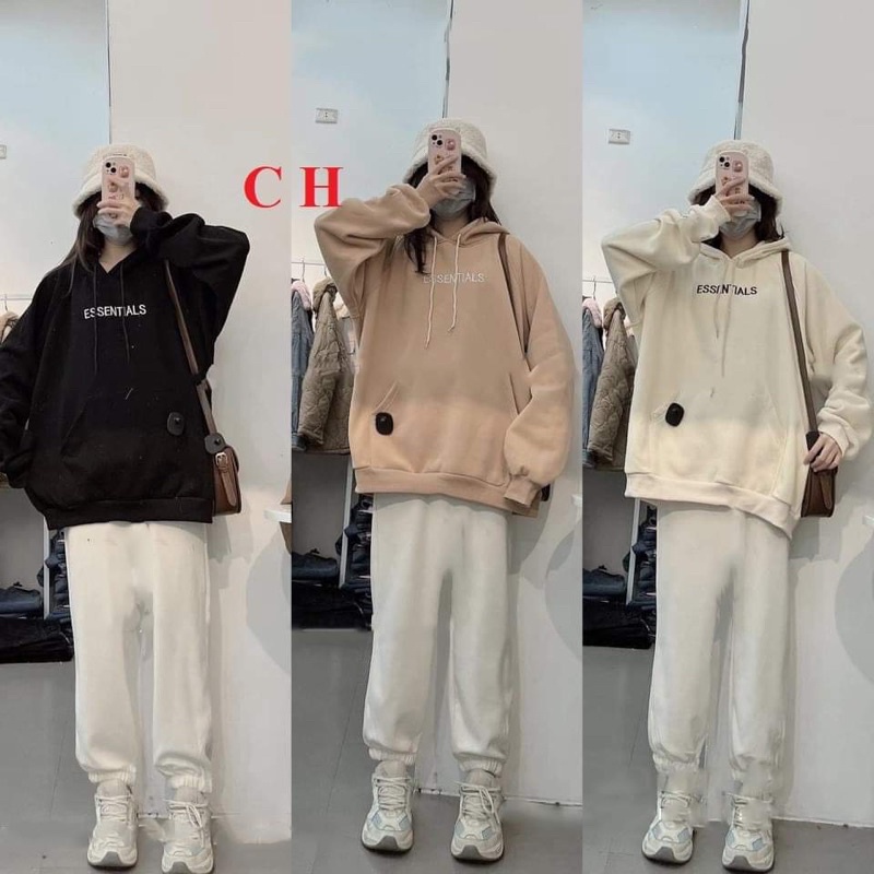 Áo hoodie ess chữ nhỏ CH11
