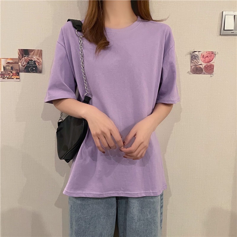 [Mã FAMAYMA2 giảm 10K đơn 50K] Áo thun trơn tay lỡ không cổ cotton nam nữ unisex 2S.Clothing màu tím cà