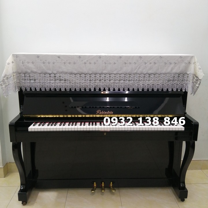 KHĂN PHỦ ĐÀN PIANO CƠ NHẬP KHẨU REN TRẮNG PHỐI CHÂN REN MÀU TÍM KHÓI TUYỆT ĐẸP