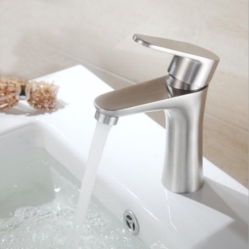 Vòi  lavabo nóng lạnh thép không gỉ 304 cao cấp