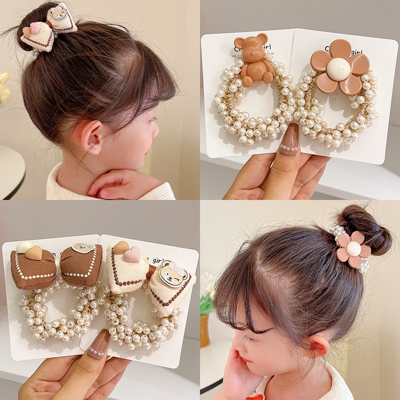 Dây Cột Tóc Cao Su Hình Vương Miện Đính Ngọc Trai Thời Trang Dành Cho Nữ