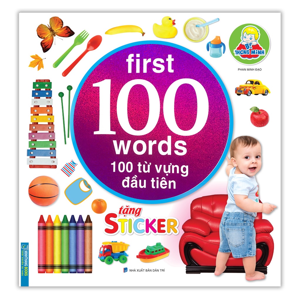 Sách - Bé thông minh first 100 words - 100 từ vựng đầu tiên (tặng sticker)