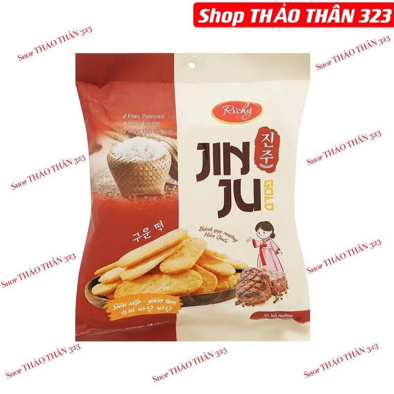 Bánh Gạo Richy Jin Ju Vị Bò Nướng Tiêu Một Nắng 16 gói