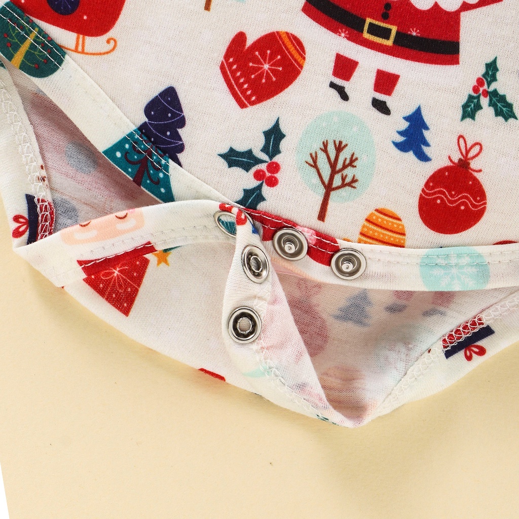 Bộ áo liền quần in hình ông già noel tuần lộc dễ thương cho bé trai sơ sinh