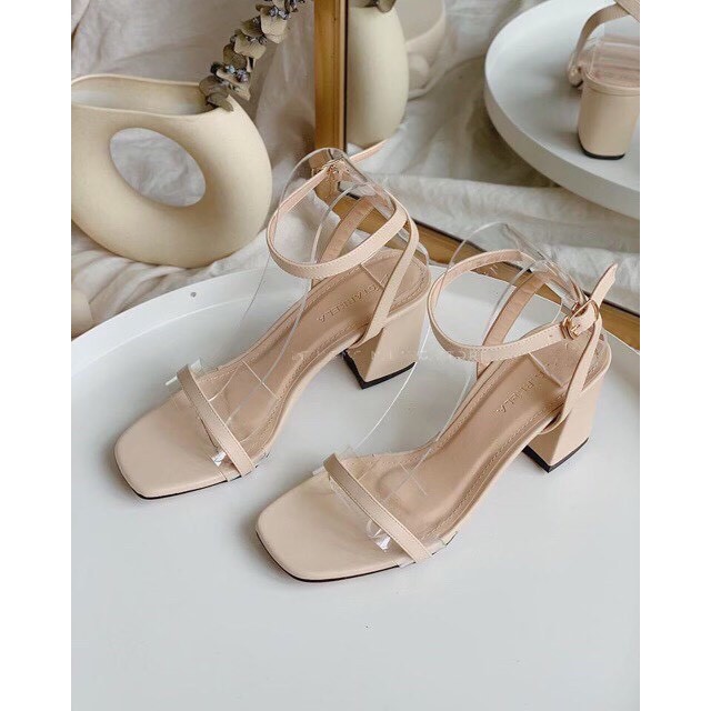 Sandal cao gót nữ quai phối mica siêu rẻ 6p mới nhất - s69