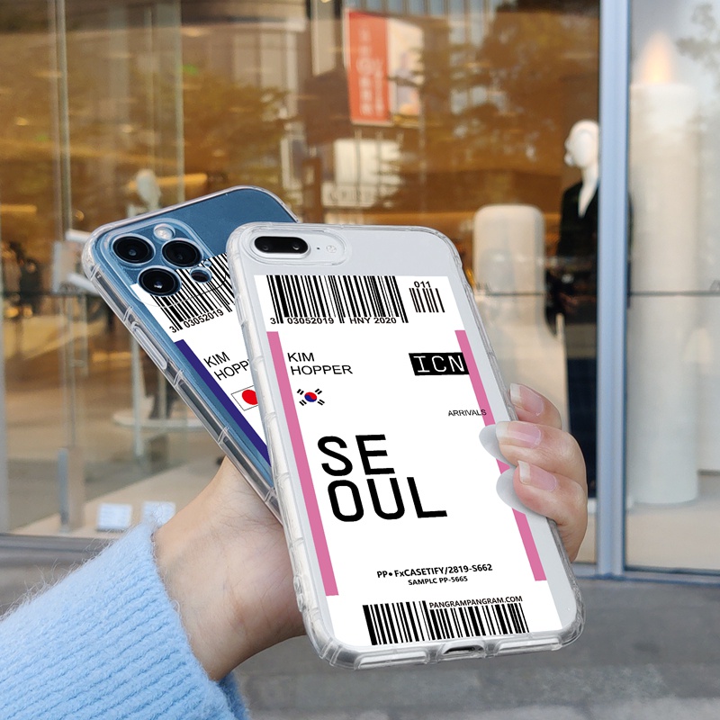 Ins Tide Boarding Pass SEOUL TOKYO MONTREAL Transparent Soft TPU Case for Iphone 11 Pro Max XR Xs Max 8 7 Plus