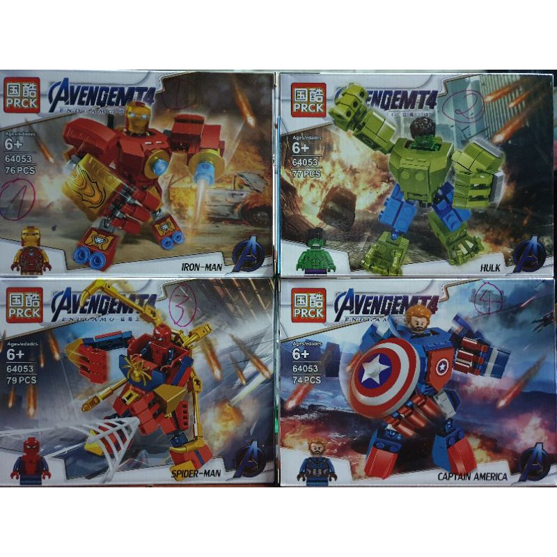 lego prck 64053 super heroes mavel siêu anh hùng người sắt khổng lồ xanh nhện nhọ đội trưởng mỹ lắp ghép hình thông minh