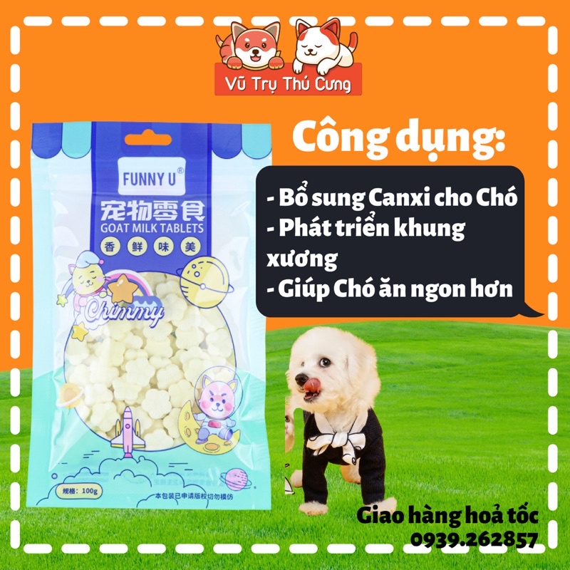 Viên xương sữa dê bổ sung Canxi cho Chó mèo Funny U 100g