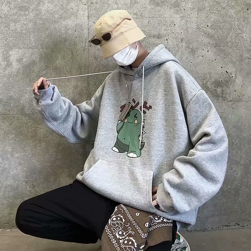 Áo Hoodie Cotton Dáng Rộng In Họa Tiết Hoạt Hình Cá Tính Dành Cho Nam | BigBuy360 - bigbuy360.vn