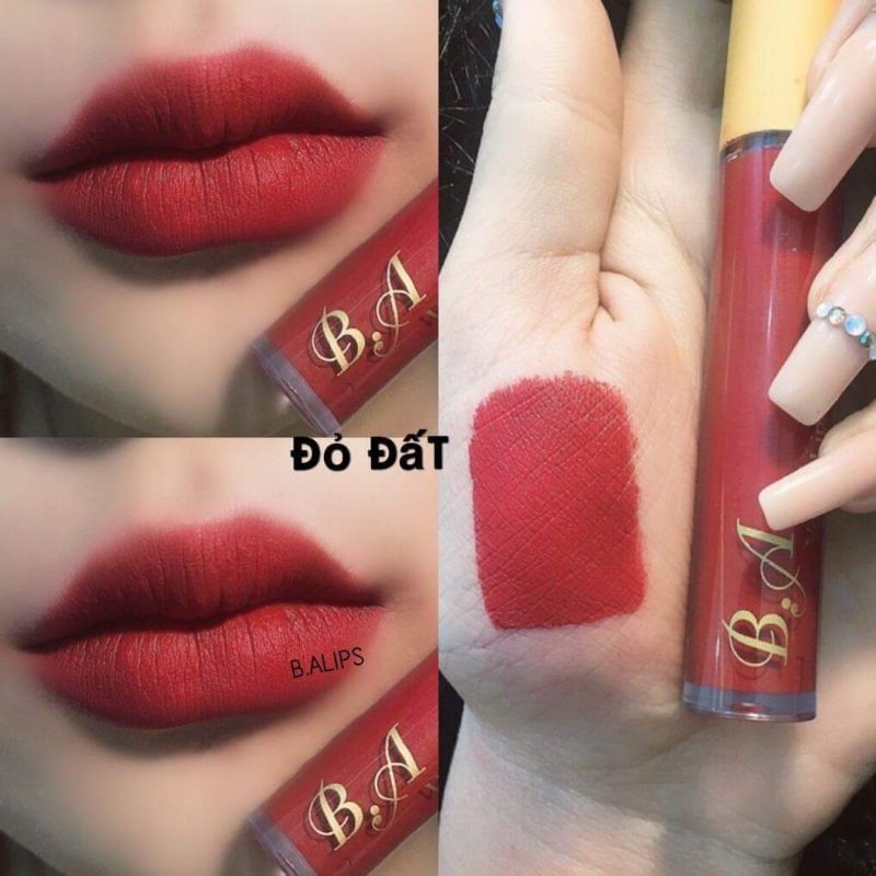 [Đỏ Đất] Son Kem Lì Nắp Vàng Cao Cấp B.A Màu Đỏ Đất | BigBuy360 - bigbuy360.vn