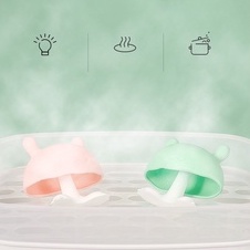 Đồ chơi gặm nướu hình nấm slicol, Shop Bố Sam, 2in1 khay để đồ ăn dặm kèm hộp đựng an toàn, hình dạng dễ thương.