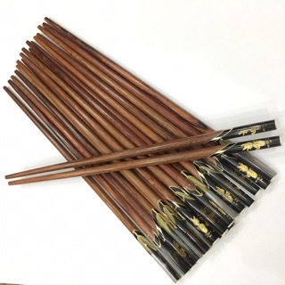 Bộ 10 Đôi Đũa ăn gỗ Cẩm lai tự nhiên cao cấp đầu tròn Cẩm Thạch Hình Cá - Đũa cao cấp