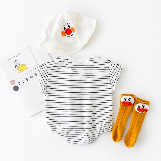 Áo liền quần tay ngắn in họa tiết Anpanman hoạt hình thời trang mùa hè dành cho trẻ sơ sinh