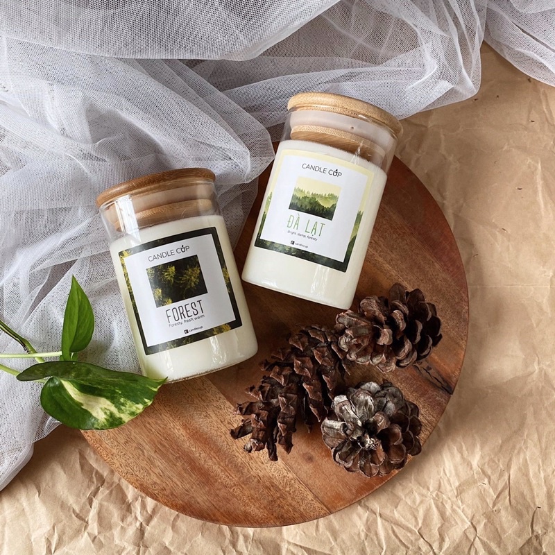 Candle cup/Agaya -  Nến thơm hương Đà Lạt 100g/220g/350g - Mùi thông/bách/tùng/rêu/hoàng đàn- Sáp cọ- Palm Wax