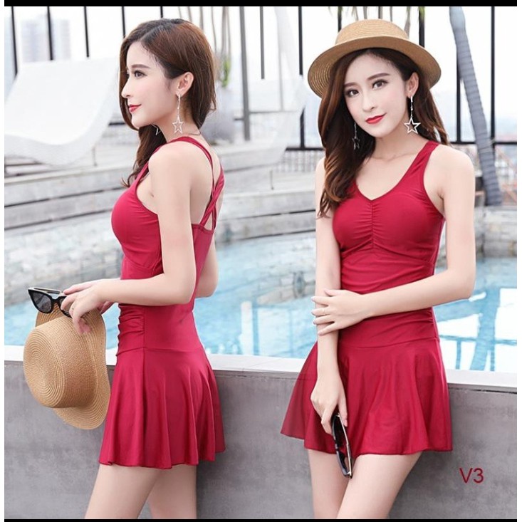 Bikini đồ bơi đi biển 1 mảnh liền thân tôn dáng che khuyết điểm có mút ngực và quần trong váy VATIXA BKN59