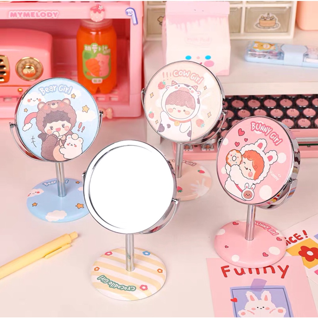 Gương Mini Hình Tròn Để Bàn Xoay 360 Độ - Gương Trang Điểm Siêu Đáng Yêu Duashop