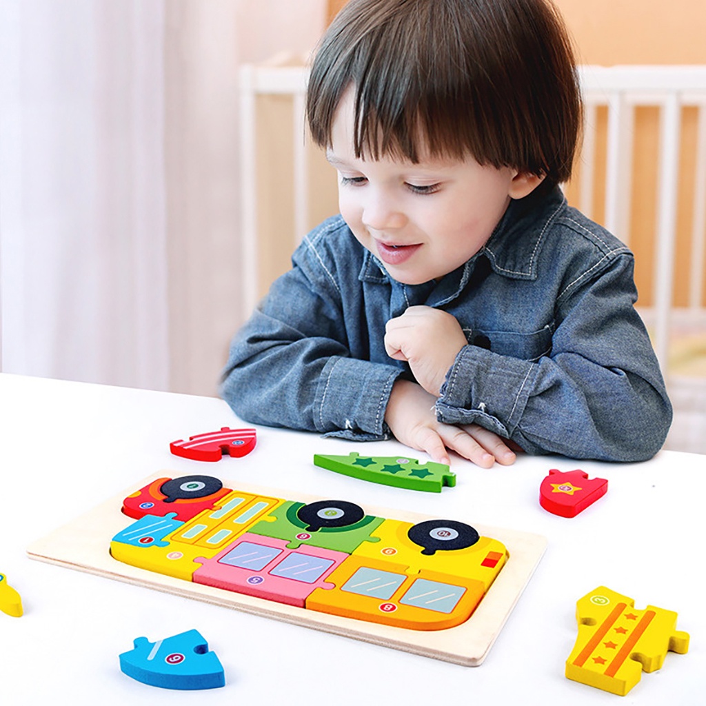 Đồ Chơi Gỗ Bapkids, Bảng lắp ghép con vật máy bay và xe nổi 3D