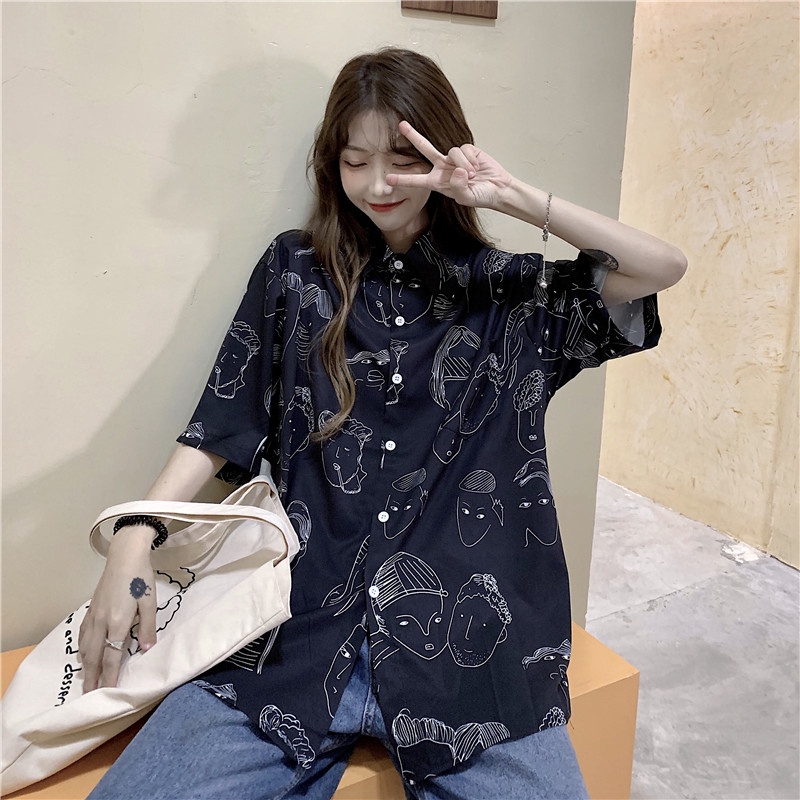 NRVP Áo Sơ Mi Dáng Rộng Thời Trang Hàn Quốc Cá Tính Cho Nữ