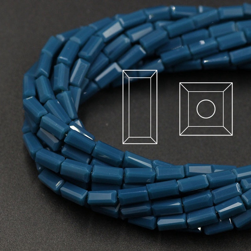 Set 80 hạt pha lê màu trơn kiểu vuông sử dụng làm đồ trang sức thủ công tiện lợi 3x6mm