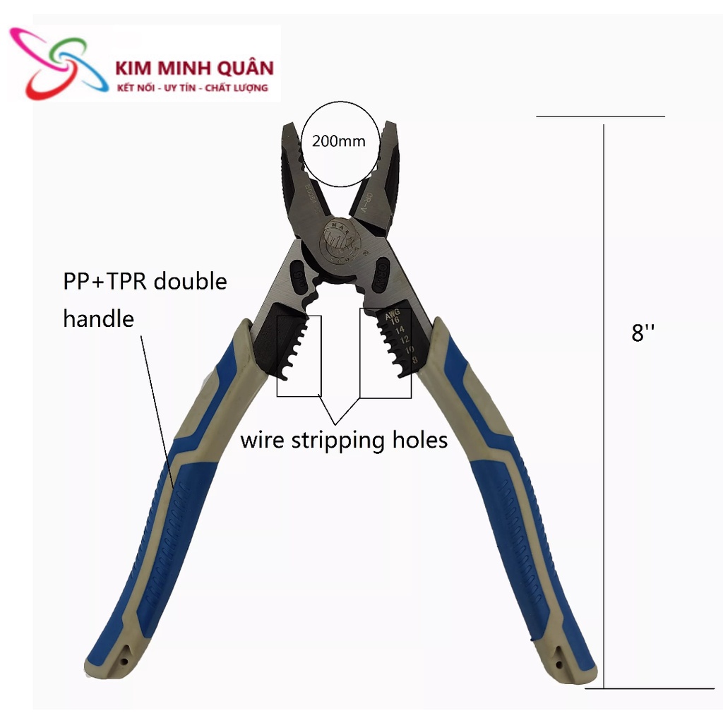 Kìm Điện Đa Năng Cao Cấp 200mm/08&quot; B0054-08 &amp; 225mm/09&quot; B0054-09 CMART