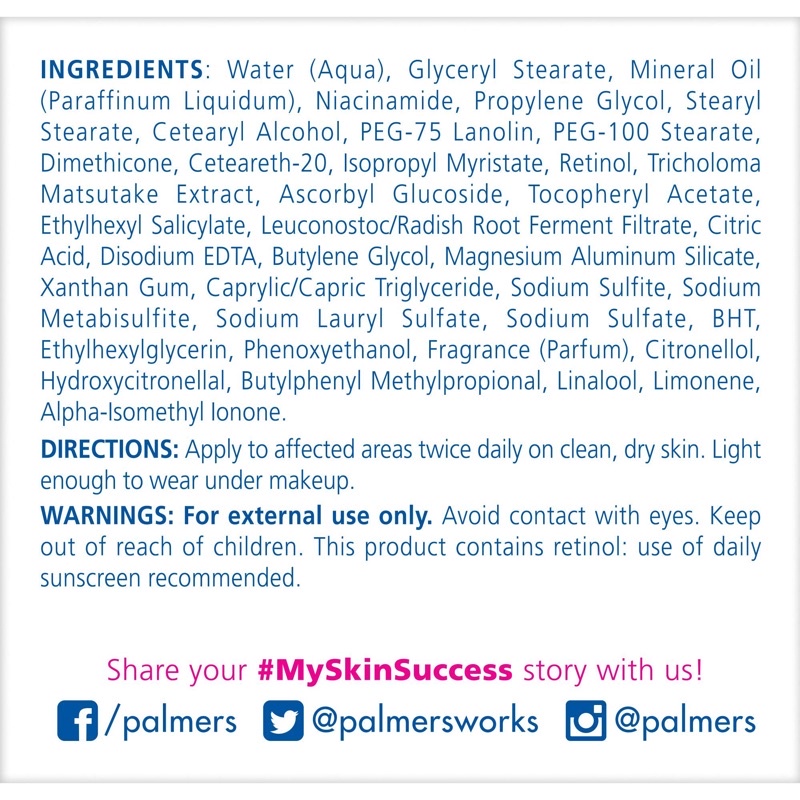 KEM DƯỠNG TRẮNG SÁNG DA MỜ THÂM BAN NGÀY PALMER’S SKIN SUCCESS ANTI DARK SPOT FADE CREAM 125G