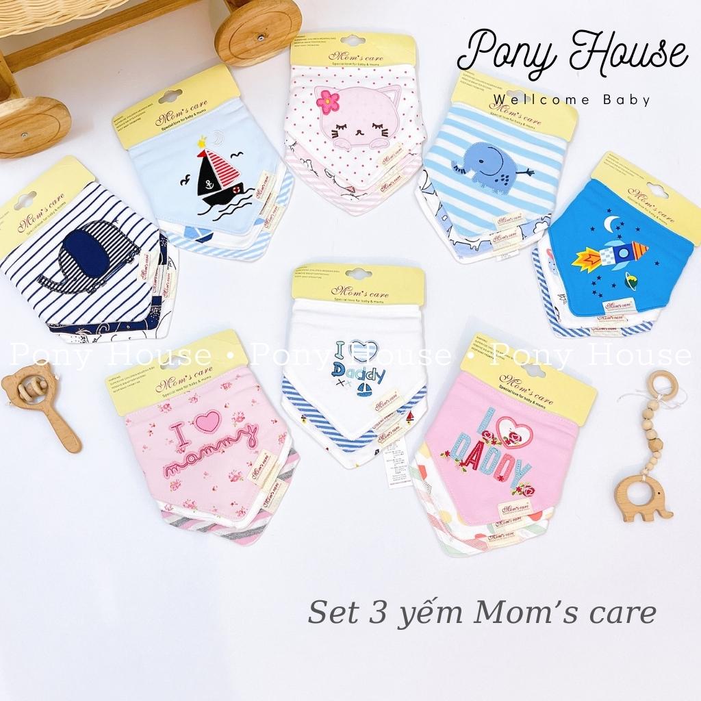 Set 3 Yếm Momcare - Yếm Tam Giác Quàng Cổ Cotton Nỉ Dày Dặn Cho Bé Từ Sơ Sinh đến 4 tuổi