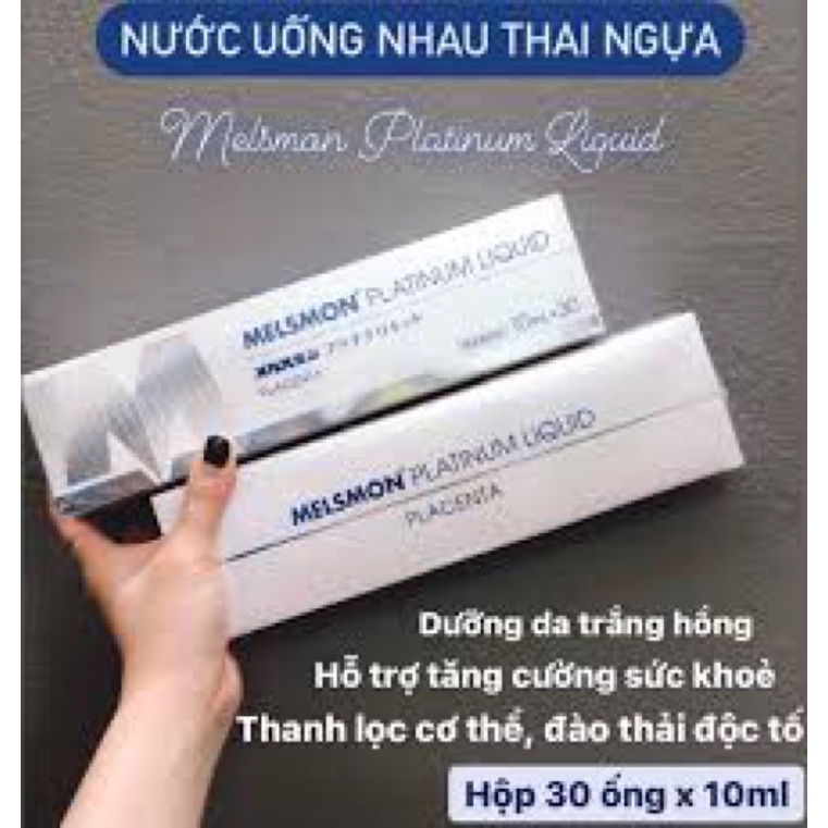 Nước Uong Nhau Thai ngựa Melsmon Platinum Liquid Placenta giúp Sáng Da,Mờ Nám,Chống lão hoá...hộp 30 ống của Nhật Bản